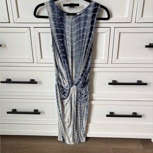 THML Navy and White Striped Midi Dress